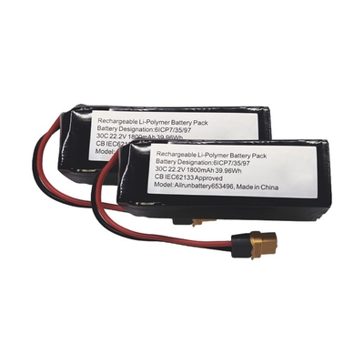 باتری لیتیوم پلیمری 30C 6S1P 22.2V 1800mAh باتری لیتیوم پلیمری با نرخ C بالا