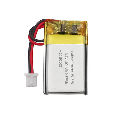 0.37Wh 3.7V 100mAh باتری مینی LiPo قابل شارژ سفارشی 351523