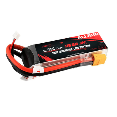 3S 3500mAh 11.1 V بسته باتری لیتیومی با دشارژ بالا 75C باتری لیتیوم پلیمری