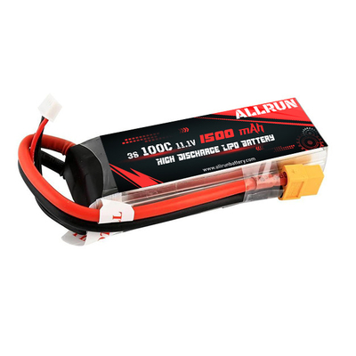 بسته باتری لیپو شارژی با دشارژ بالا 100C 1500mAh 3S 11.1V