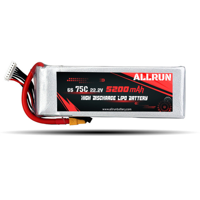 9048155 75C 22.2V 6S 5200mAh بسته باتری LiPo با تخلیه بالا