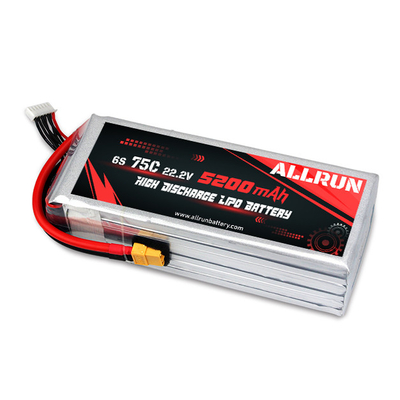 9048155 75C 22.2V 6S 5200mAh بسته باتری LiPo با تخلیه بالا
