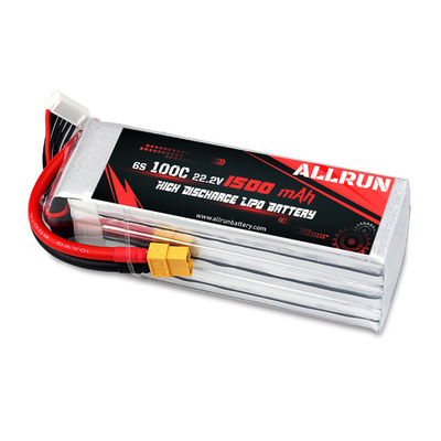 بسته باتری لیپو با دشارژ بالا C 100C 1500mAh 6S 22.2V
