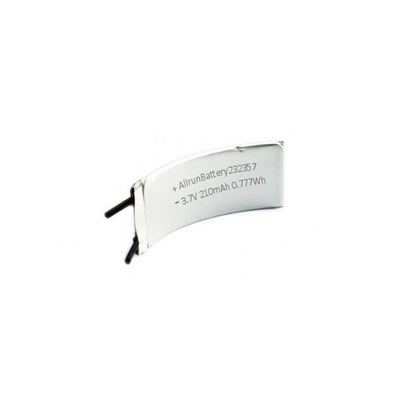 باتری قابل شارژ 1C 3.7 V LiPo با ظرفیت 210 میلی آمپر ساعت باتری لیتیوم پلیمری خمیده
