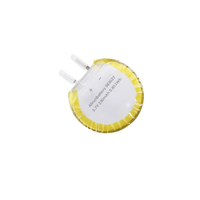 باتری LiPo گرد سفارشی 3.7V 230mAh 383027 با اشکال منحصر به فرد