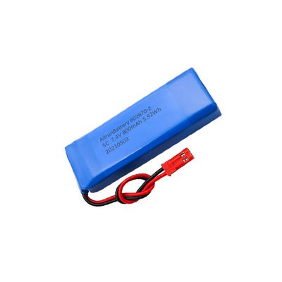 بسته باتری لیتیومی پزشکی 5C 2S1P 7.4 ولتی 800 میلی‌آمپر ساعتی بسته باتری لیتیومی